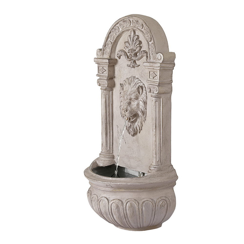 Gardeon 77CM Wall Mount Solar Fountain Beige Lion Design