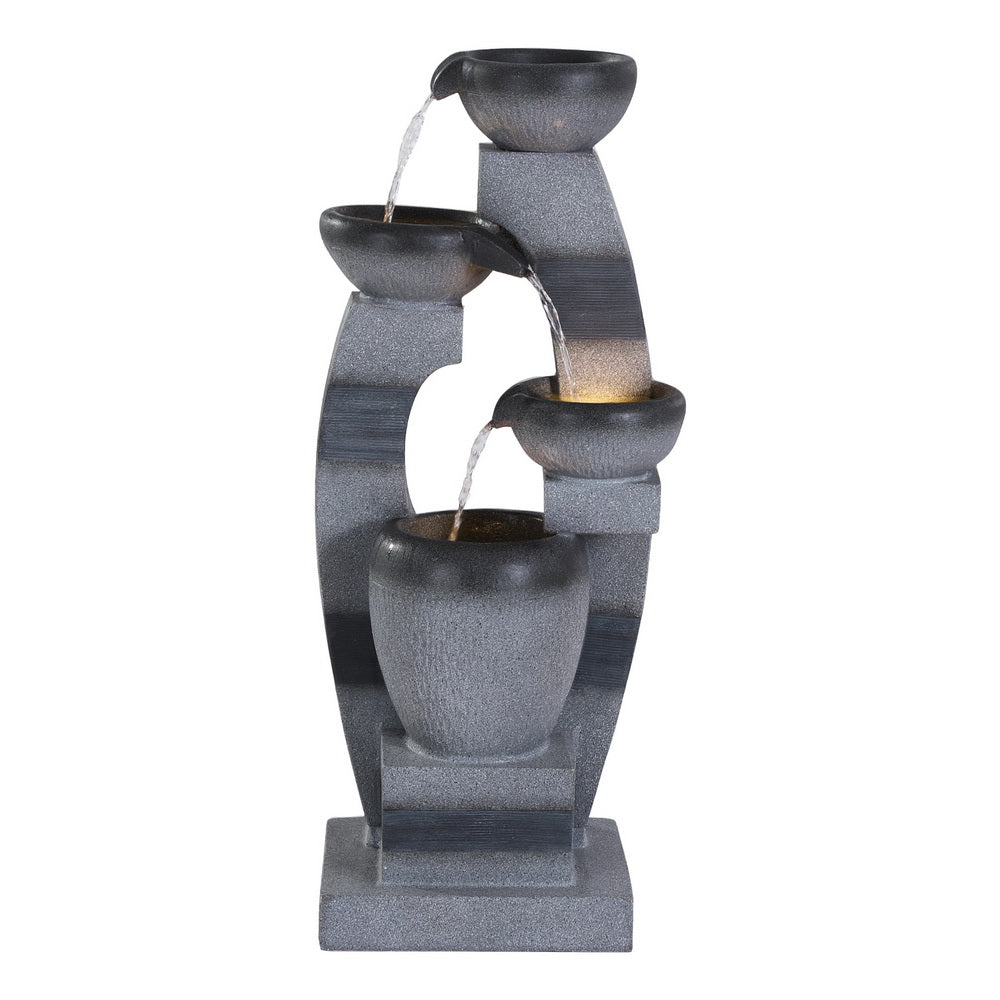 Gardeon Solar Water Feature 4-Tier Cascading Outdoor Fountain Grey