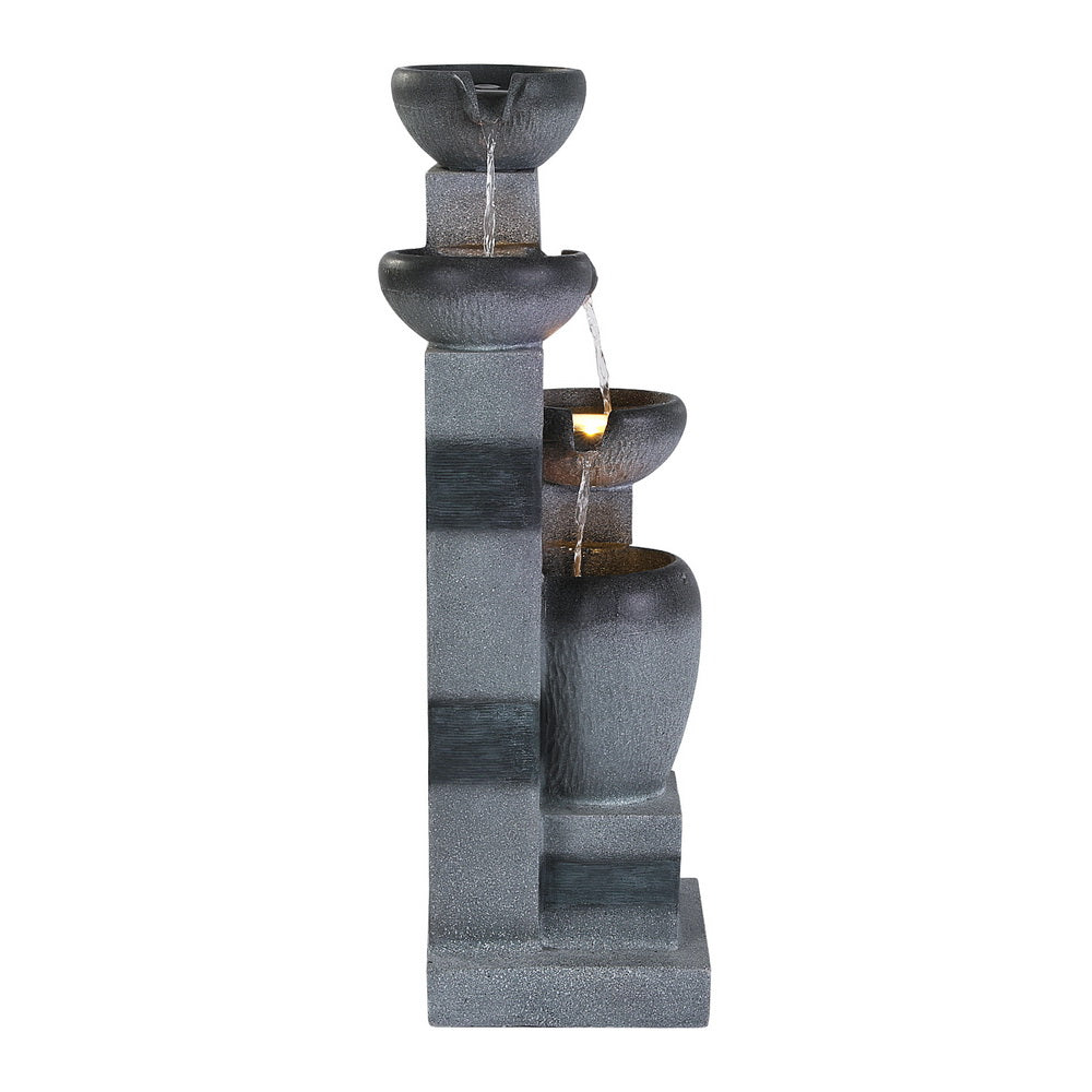 Gardeon 3-Tier Solar Fountain Indoor Outdoor Cascading Bowl Grey