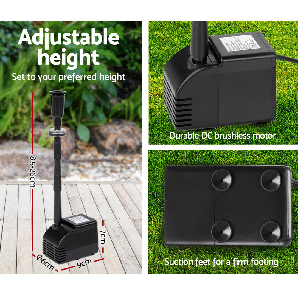 Gardeon Solar Water Fountain Kit Submersible 6.6FT Pump