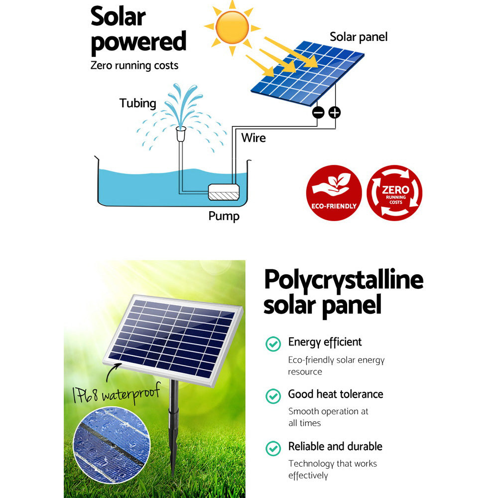Gardeon Solar Water Fountain Kit Submersible 6.6FT Pump