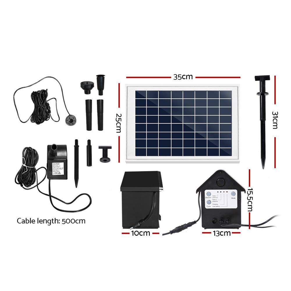 Gardeon Submersible Solar Pond Pump Fountain Kit LED Lights 6.6FT