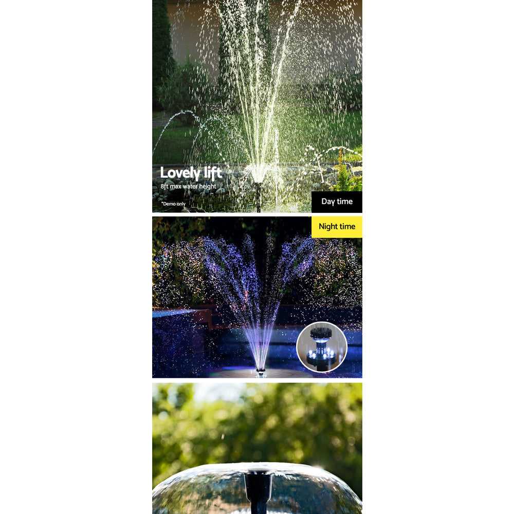 Gardeon Submersible Solar Pond Pump Fountain Kit LED Lights 6.6FT