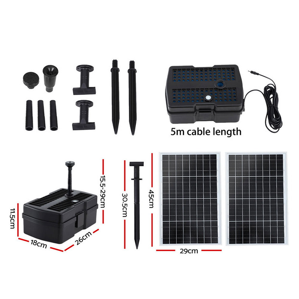 Gardeon 6FT Solar Water Fountain Pump 1190L/H with Filter Box