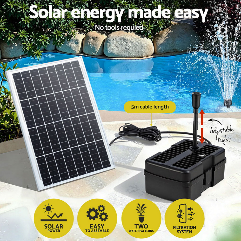 Gardeon 6FT Solar Water Fountain Pump 1190L/H with Filter Box