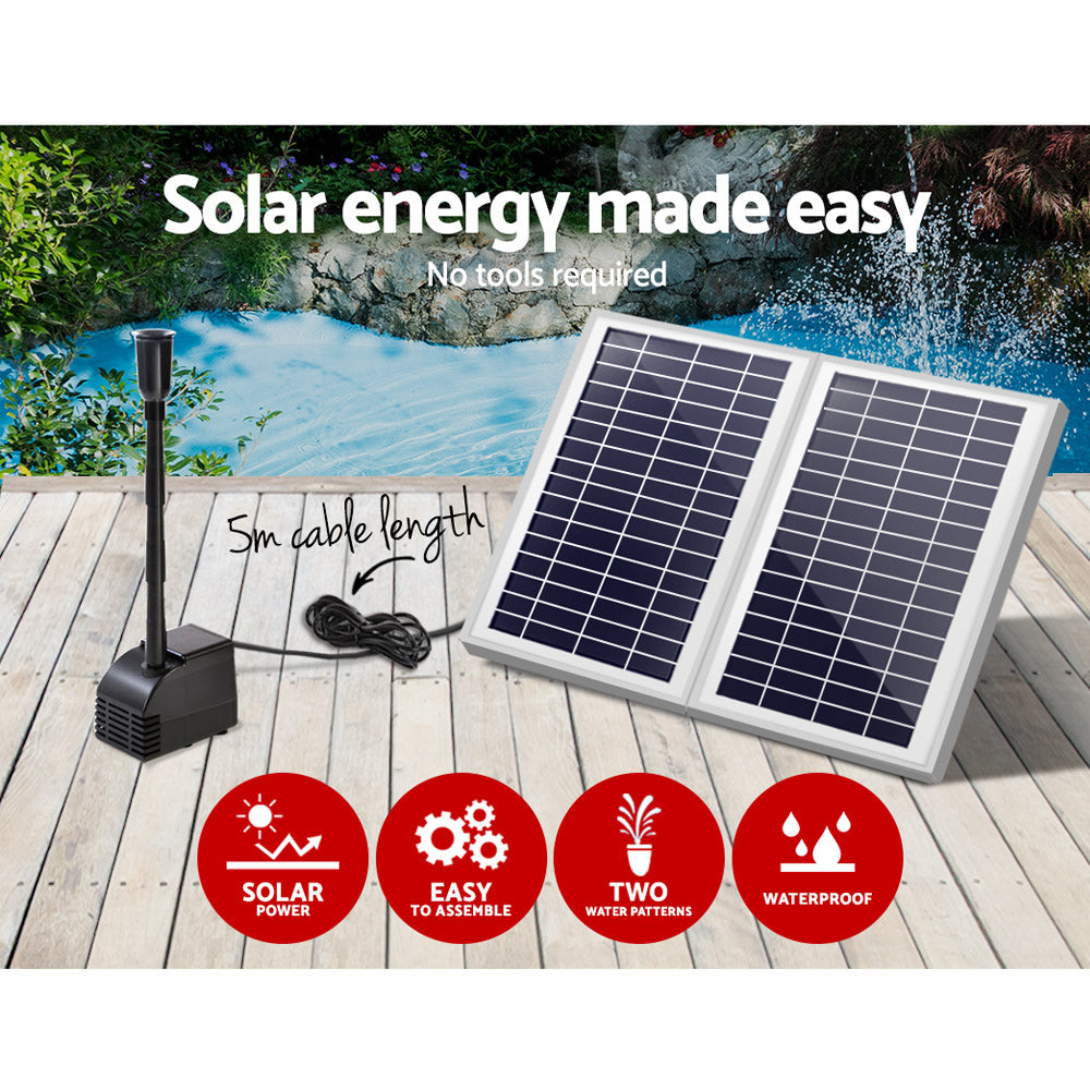 Gardeon Submersible Solar Pond Pump Fountain Kit 7.2FT 2 Panels
