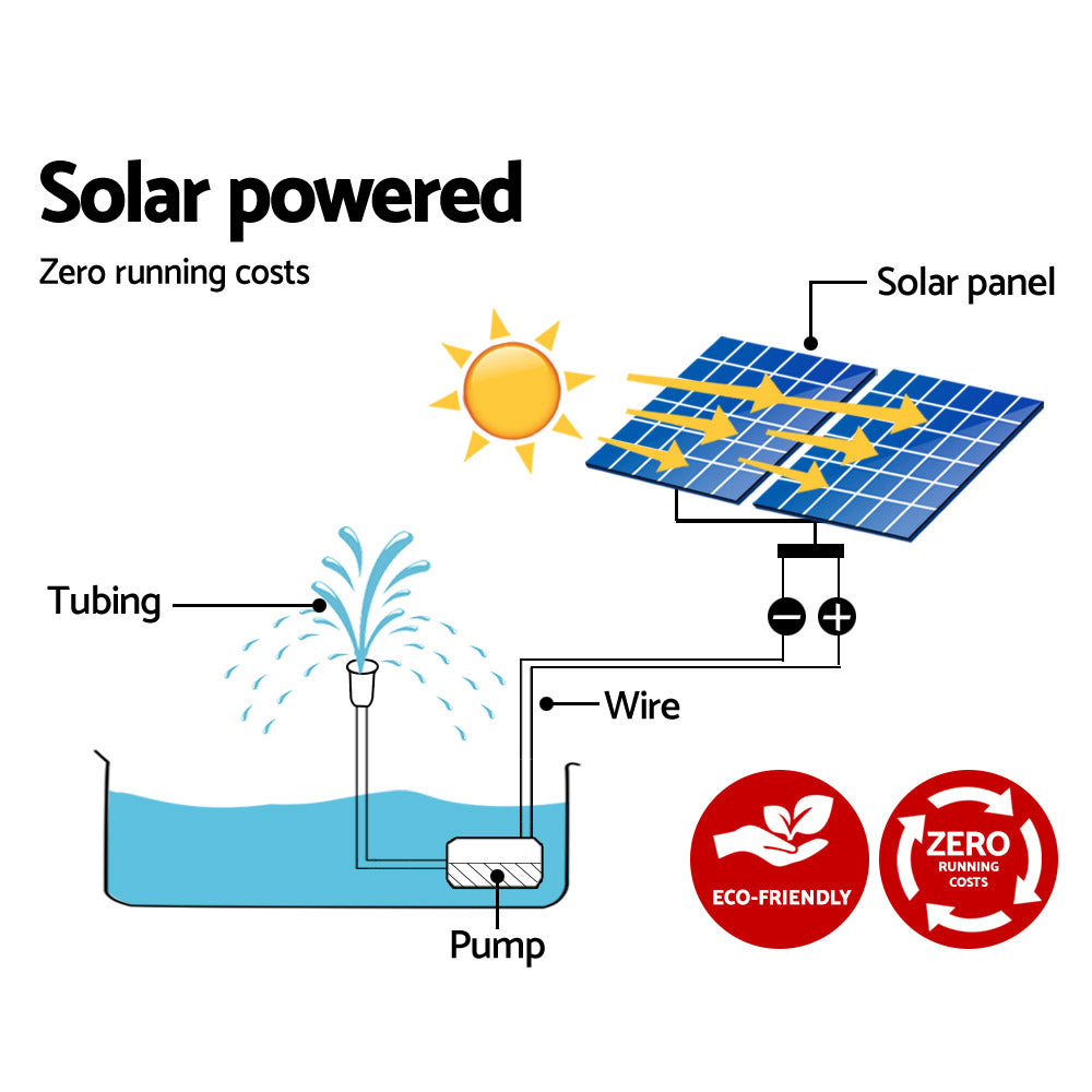 Gardeon Submersible Solar Pond Pump Fountain Kit 7.2FT 2 Panels