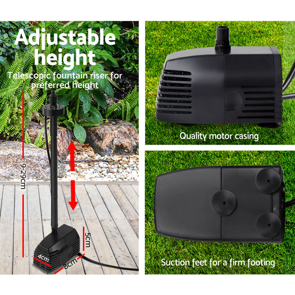 Gardeon Submersible Solar Pond Pump Fountain Kit LED Battery 4FT