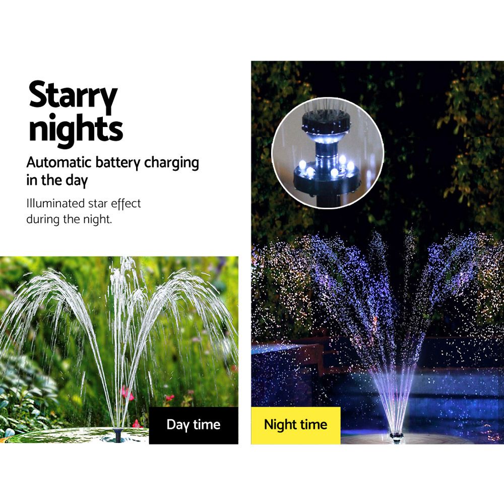 Gardeon Solar Pond Pump Water Fountain with Battery and LED Lights