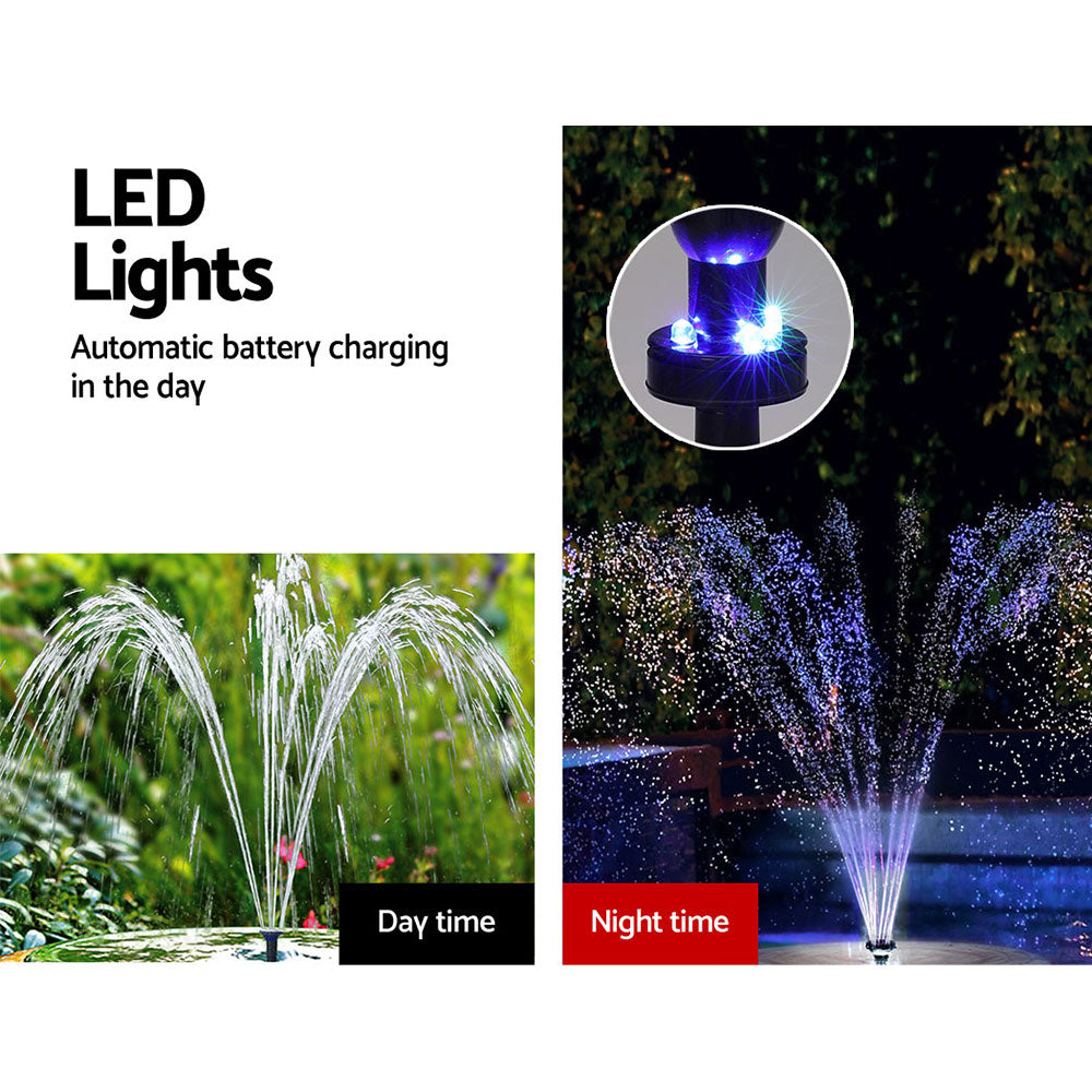 Gardeon Solar Pond Pump Kit LED Lights Battery 9.8FT
