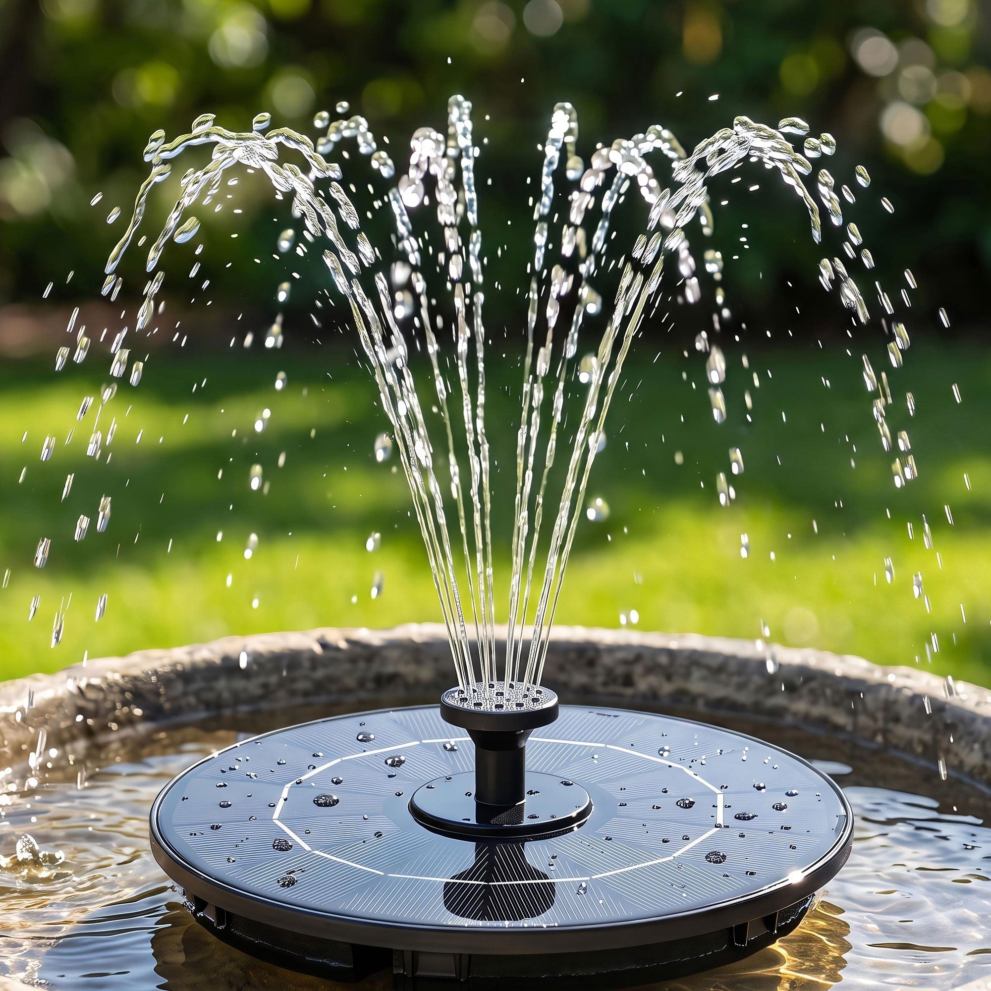 Gardeon Solar Fountain Pump Bird Bath Water Feature 17cm 165L/h Flow Black