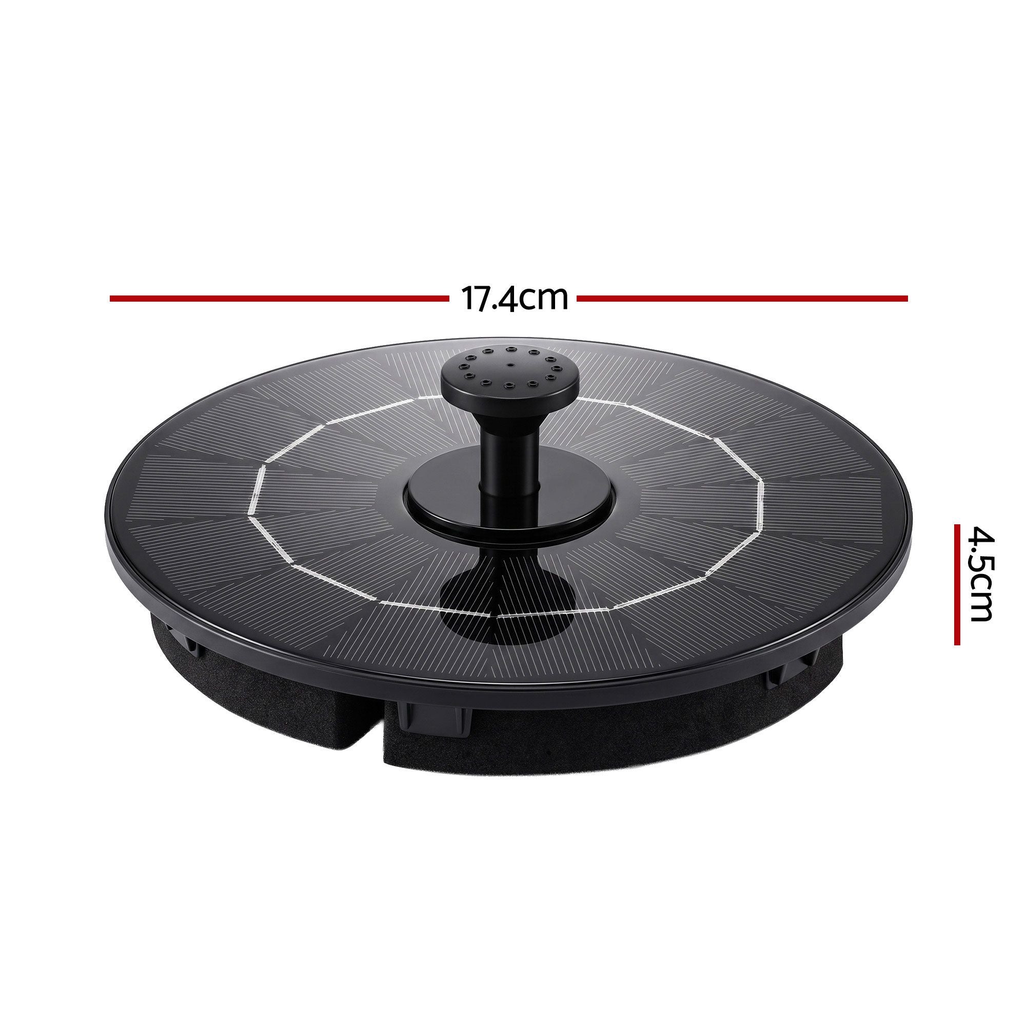 Gardeon Solar Fountain Pump Bird Bath Water Feature 17cm 165L/h Flow Black