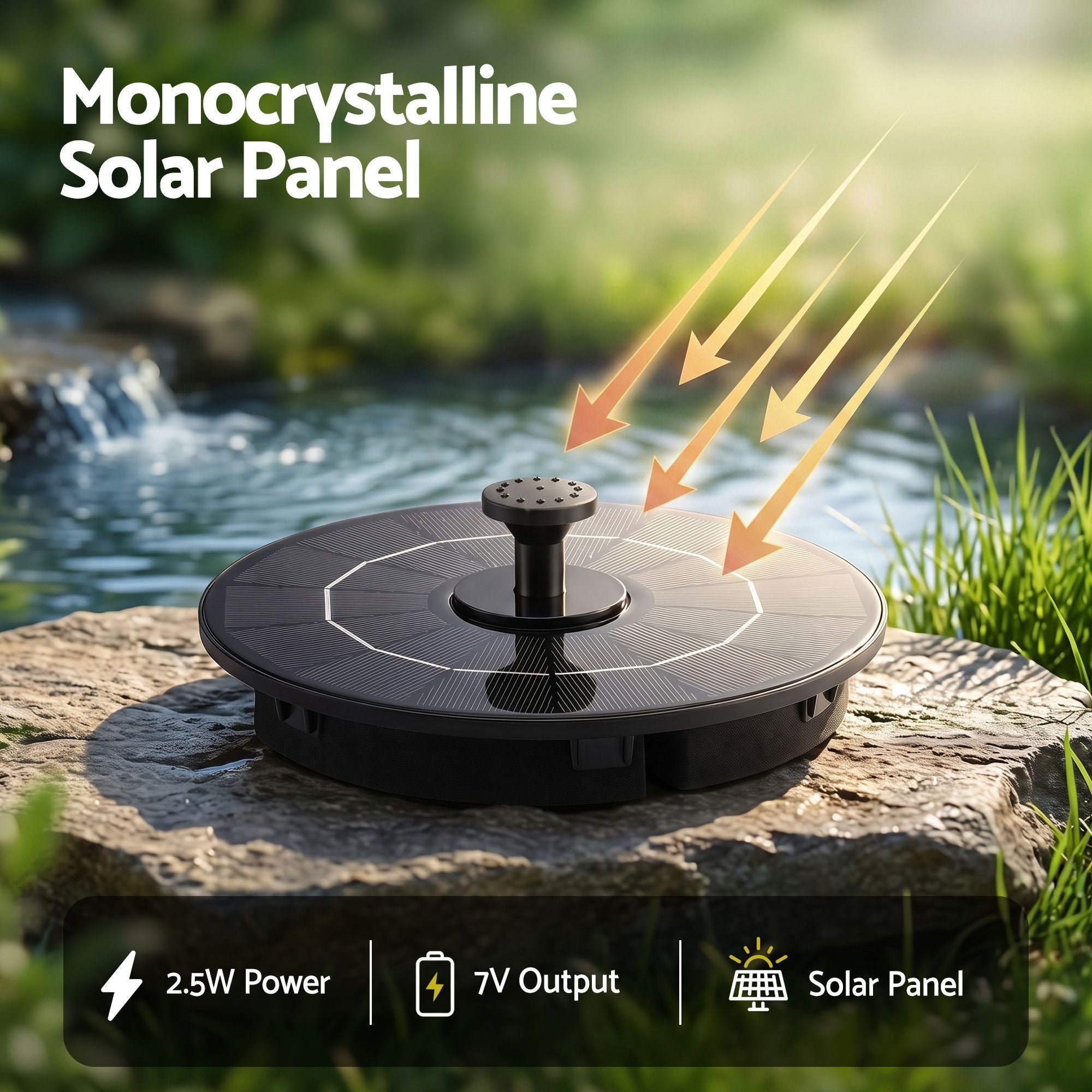 Gardeon Solar Fountain Pump Bird Bath Water Feature 17cm 165L/h Flow Black