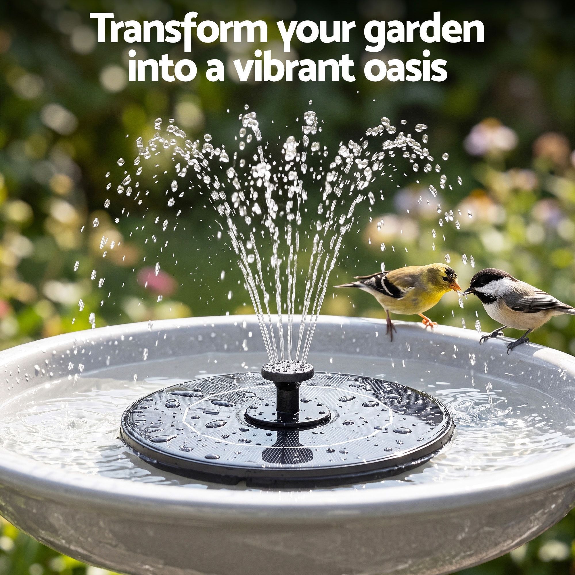 Gardeon Solar Fountain Pump Bird Bath Water Feature 17cm 165L/h Flow Black