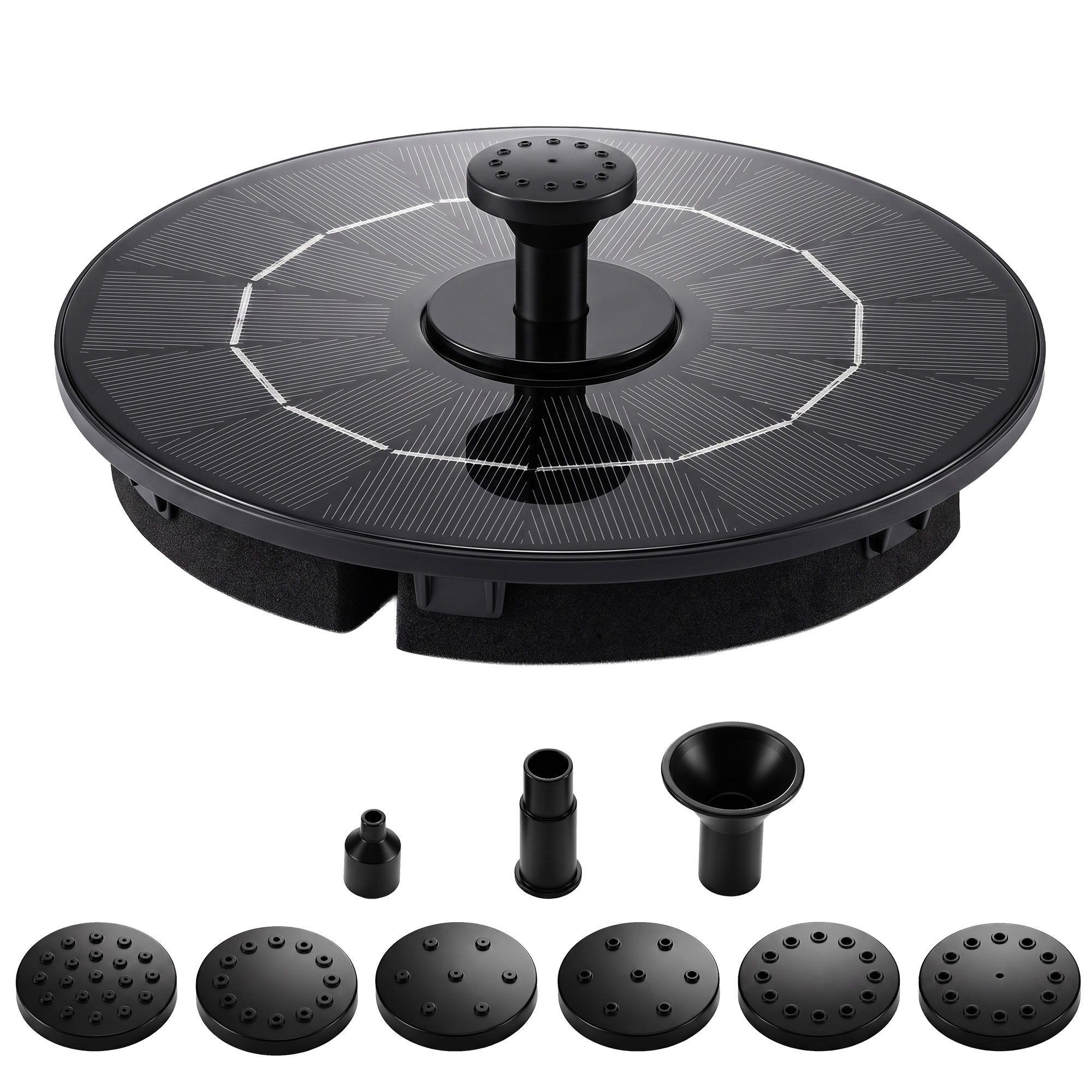 Gardeon Solar Fountain Pump Bird Bath Water Feature 17cm 165L/h Flow Black