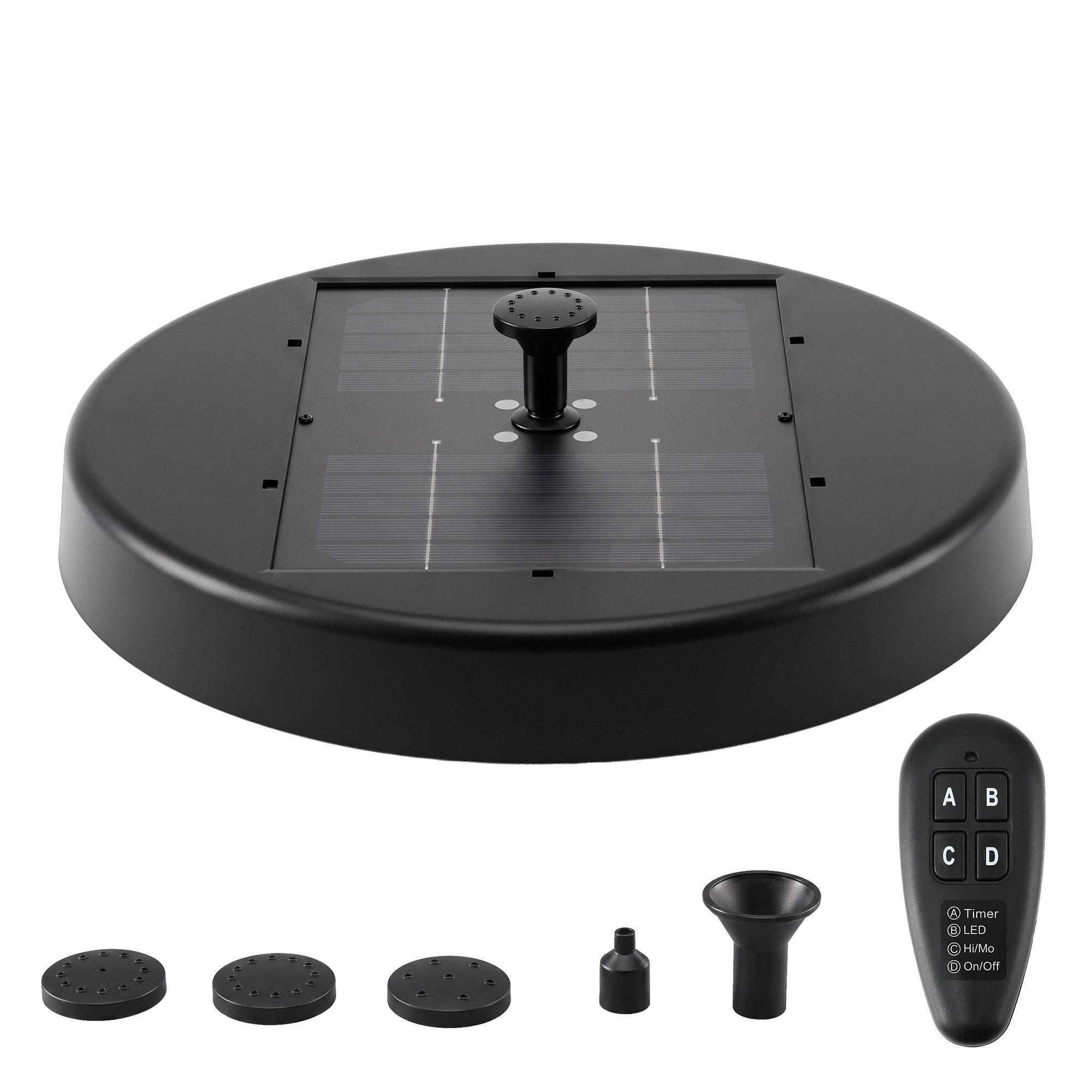 Gardeon Solar Fountain Pumps Bird Bath Battery Backup LED Remote Black 27cm