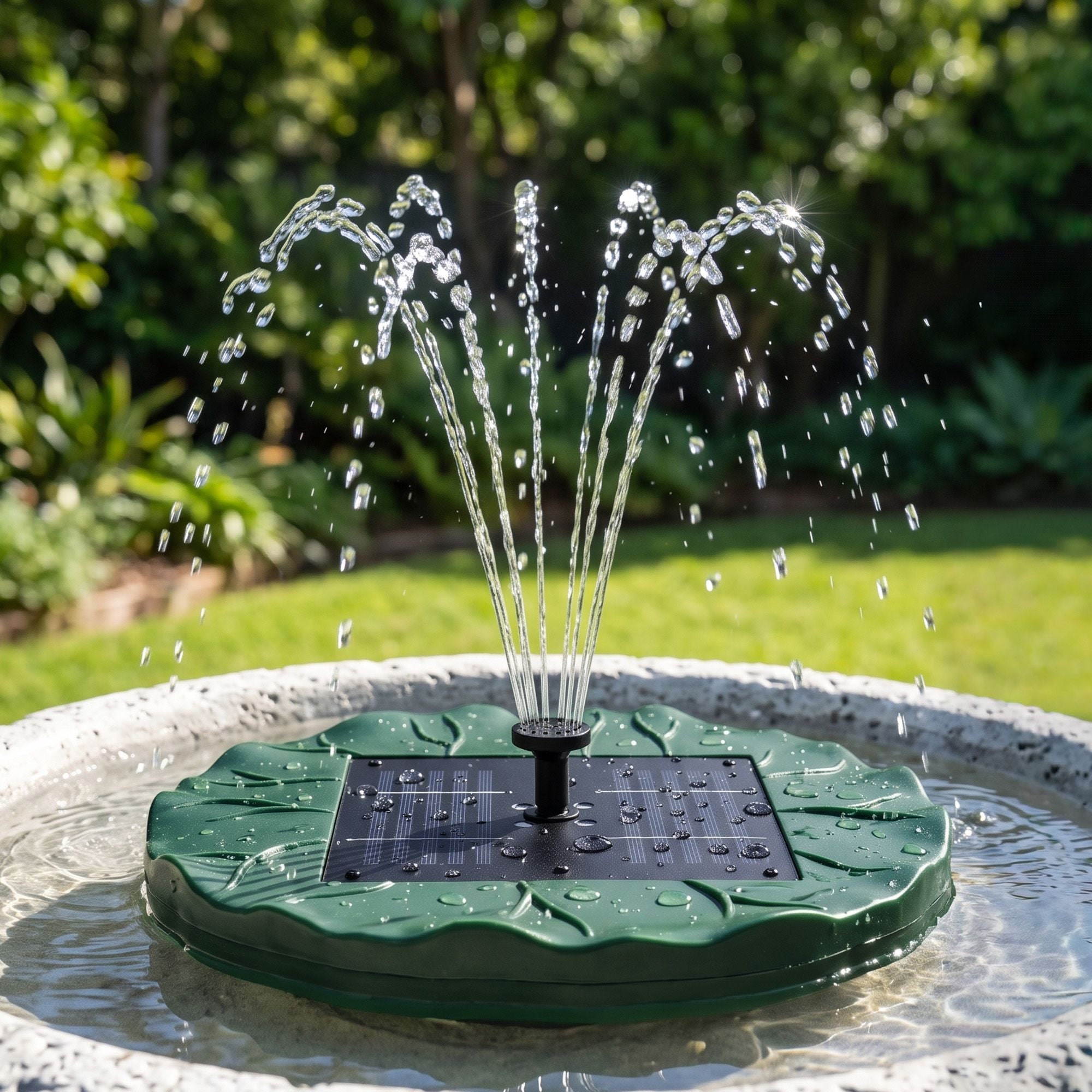 Gardeon Solar Fountain Pumps Bird Bath Floating Lotus Desig Water Feature 31cm