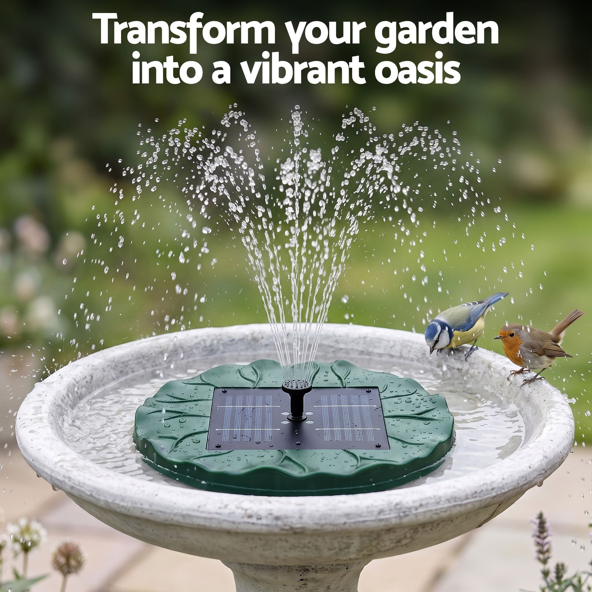 Gardeon Solar Fountain Pumps Bird Bath Floating Lotus Desig Water Feature 31cm