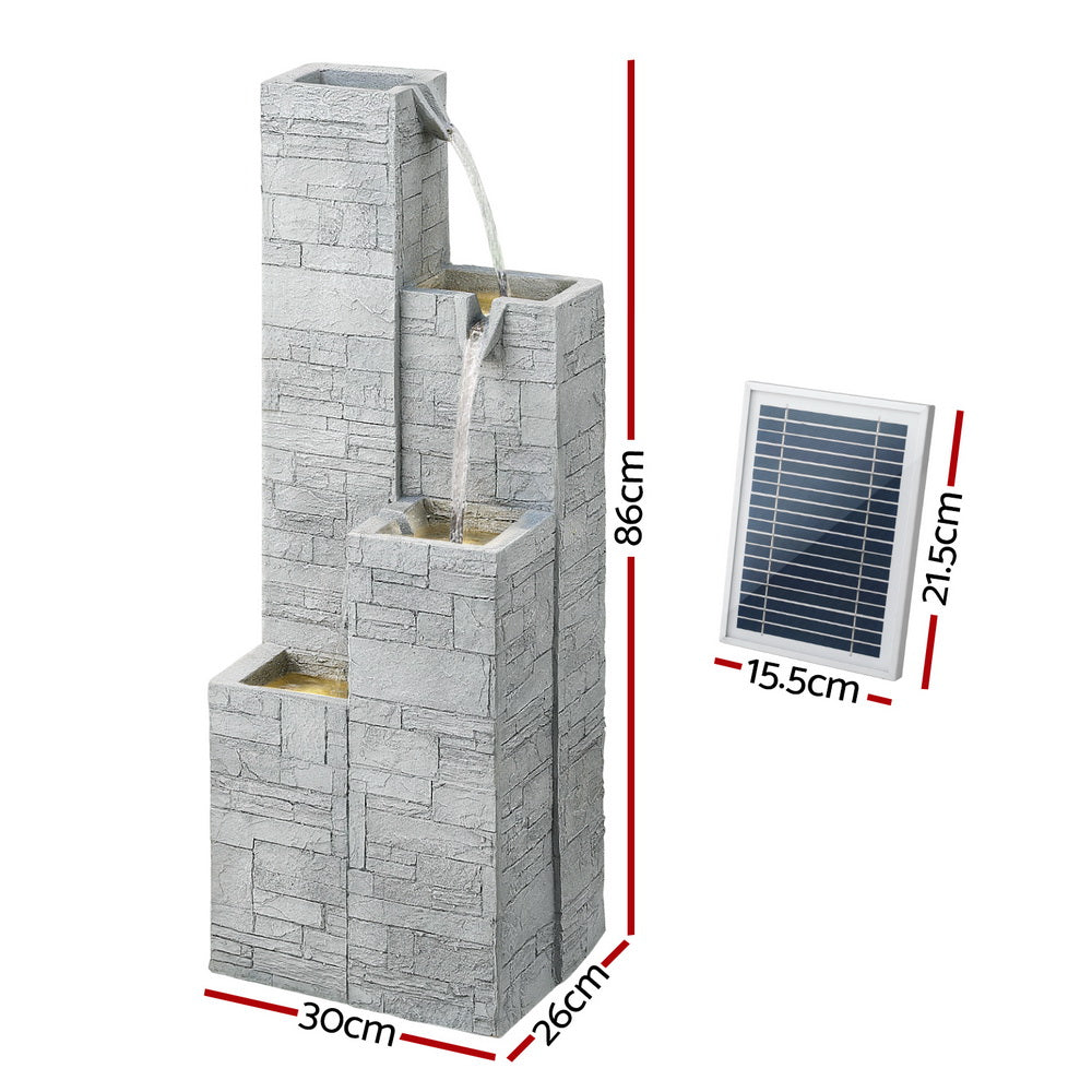Gardeon 4-Tier Solar Fountain Water Feature Indoor Outdoor Beige