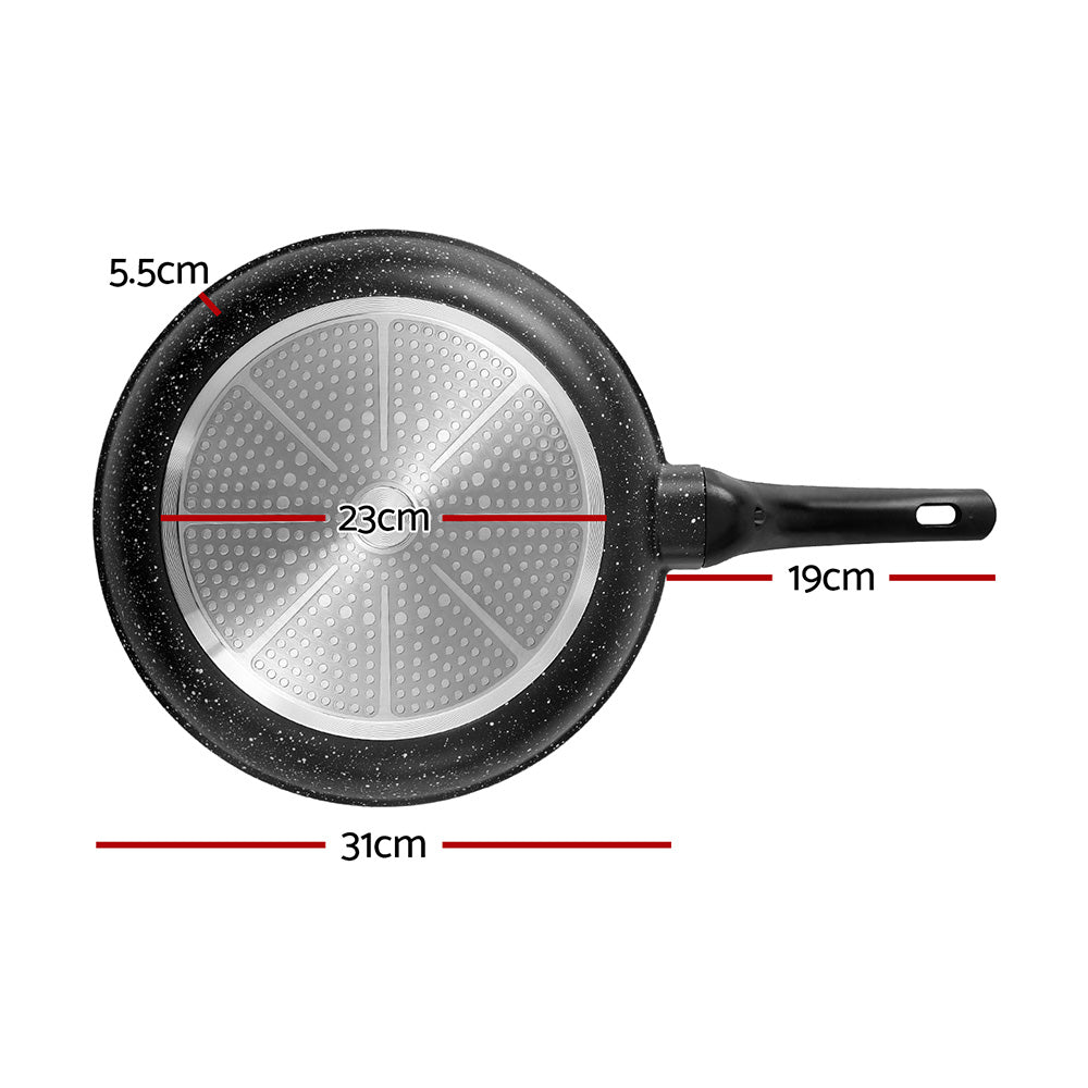 5-Star Chef 30cm Non-Stick Cast Aluminium Frying Pan Black