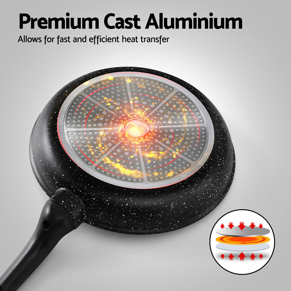 5-Star Chef 30cm Non-Stick Cast Aluminium Frying Pan Black