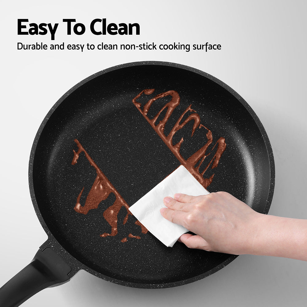 5-Star Chef 30cm Non-Stick Cast Aluminium Frying Pan Black