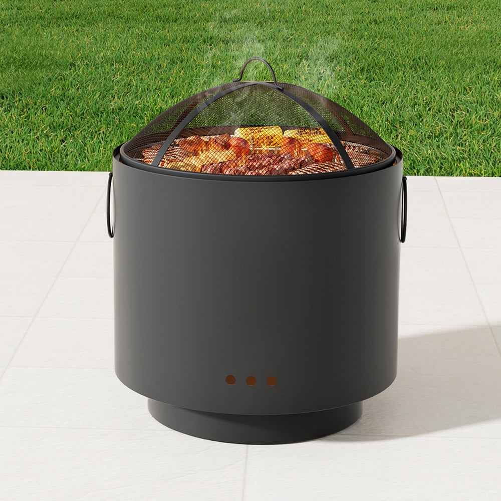 Grillz Portable Fire Pit BBQ Deep Bowl Outdoor Fireplace Black