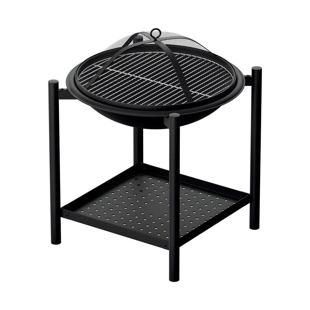 2-in-1 Heat-Resistant Fire Pit BBQ Grill, Steel - Grillz