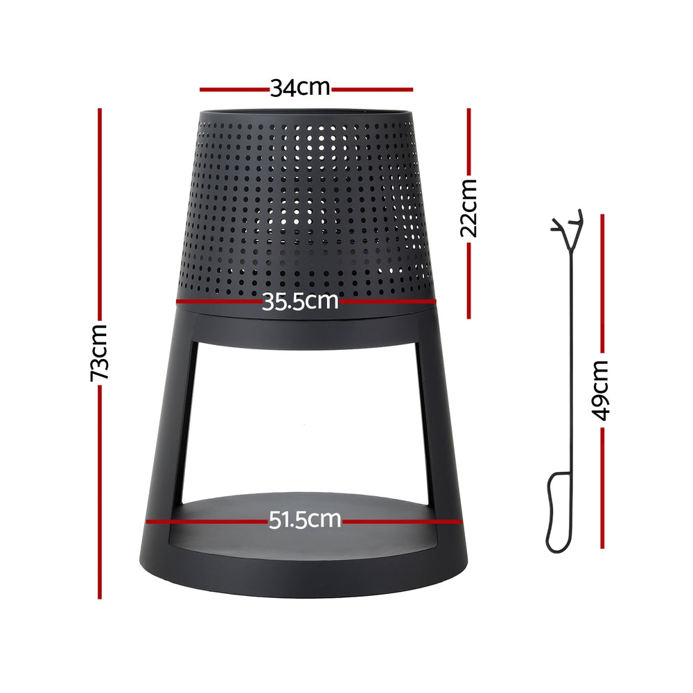 Grillz Outdoor Fire Pit Deep Bowl Iron Black