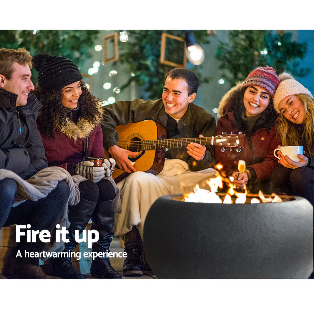 Grillz 61cm Fire Pit Bowl Black