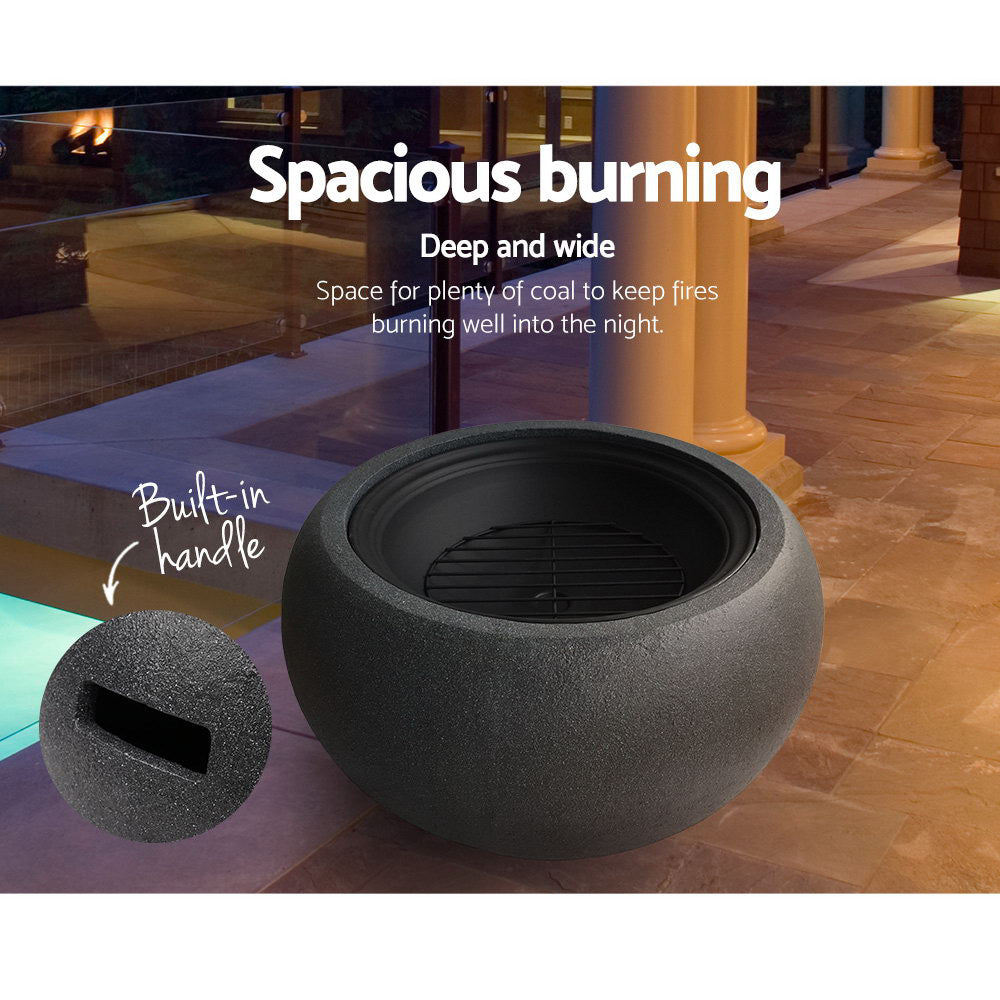 Grillz 61cm Fire Pit Bowl Black