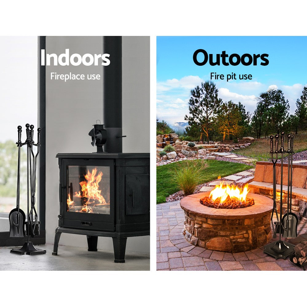 Grillz 5-Piece Cast Iron Fireplace Tool Set Black