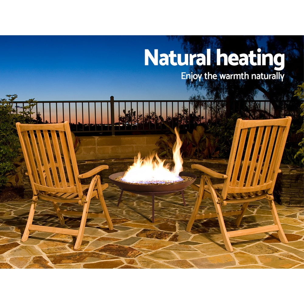 Grillz 60cm Cast Iron Fire Pit Rustic Finish