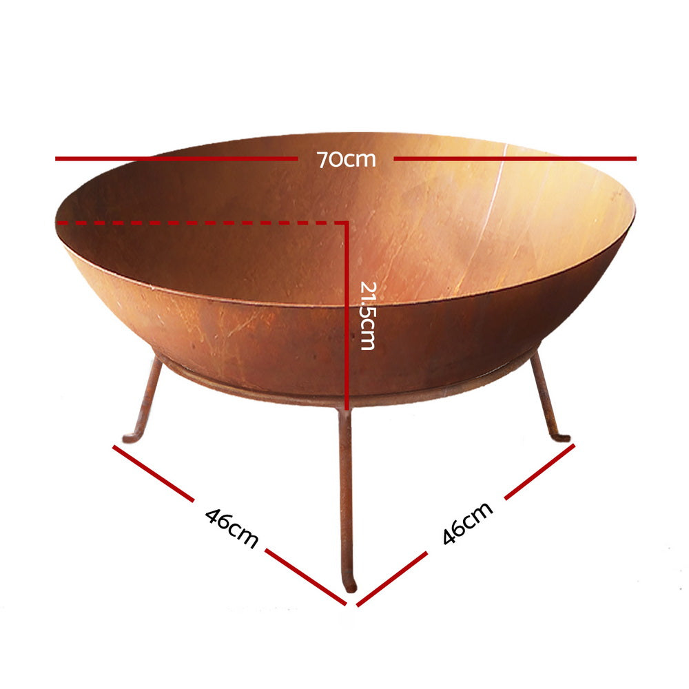 Grillz 70cm Fire Pit Cast Iron Rustic