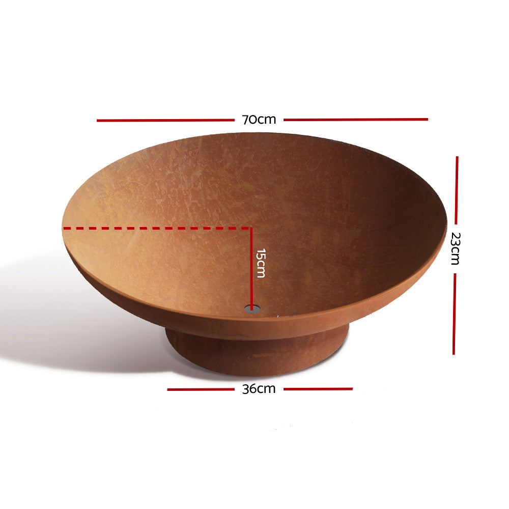 Grillz 70cm Fire Pit Bowl Cast Iron Rustic Finish