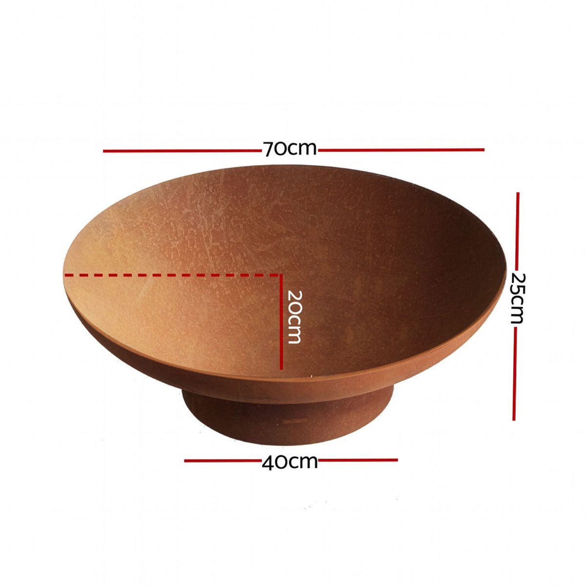 Grillz Rustic Fire Pit Bowl with Stand 70cm, Wood or Charcoal