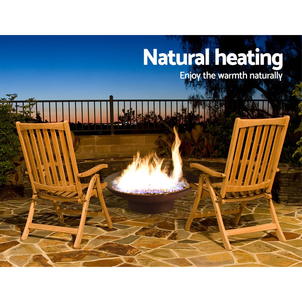 Grillz 70cm Fire Pit Bowl Cast Iron Rustic Finish