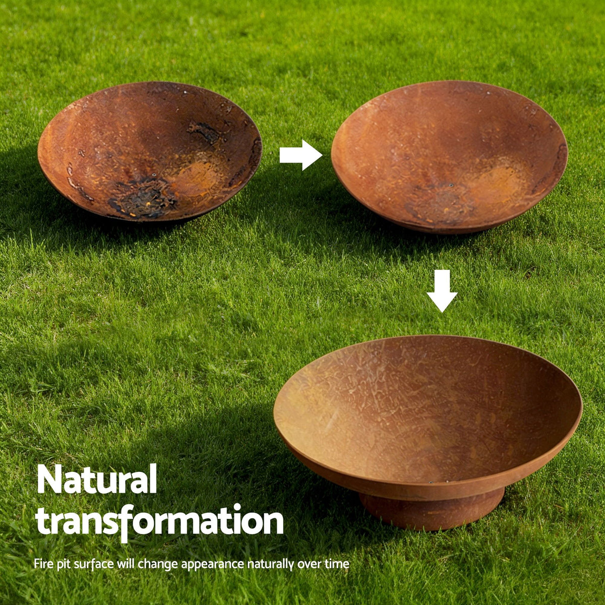 Grillz Rustic Fire Pit Bowl with Stand 70cm, Wood or Charcoal