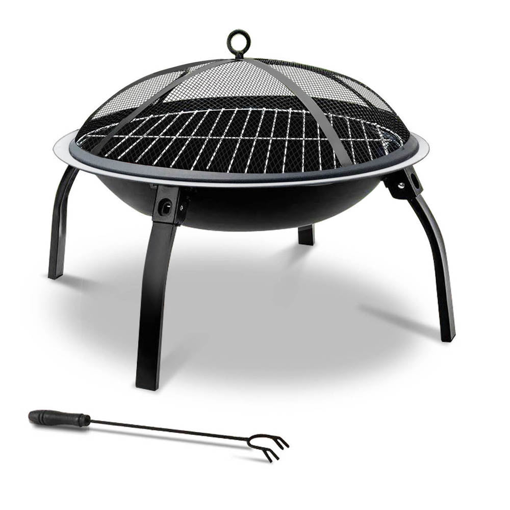 Portable 22" Fire Pit BBQ Charcoal Smoker Outdoor Camping