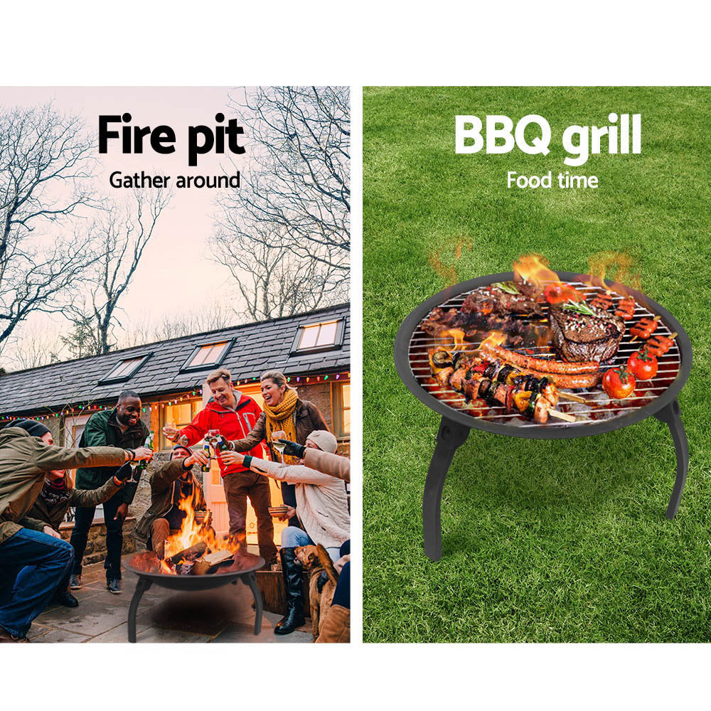 Portable 30" Fire Pit BBQ Charcoal Grill Smoker Foldable Outdoor Camping