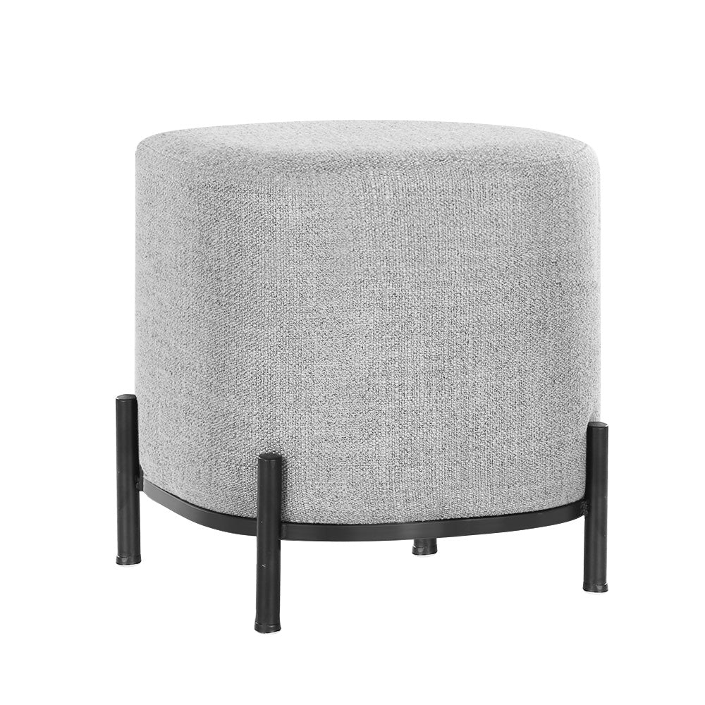 Gladstone Square Ottoman Footstool Linen Grey