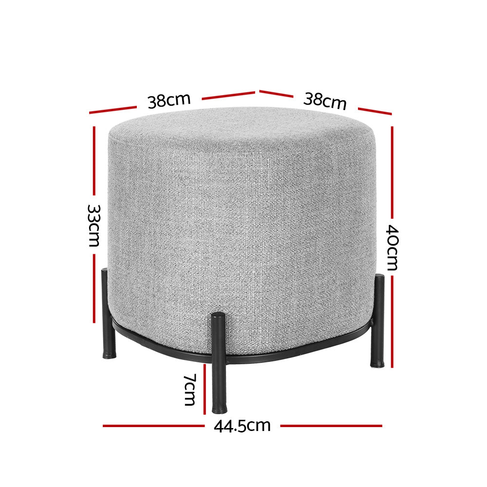 Gladstone Square Ottoman Footstool Linen Grey