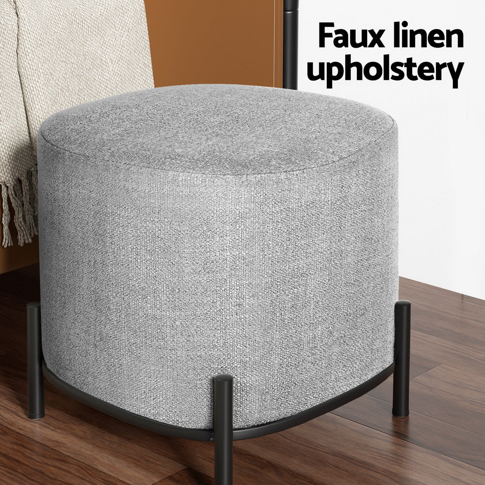 Gladstone Square Ottoman Footstool Linen Grey