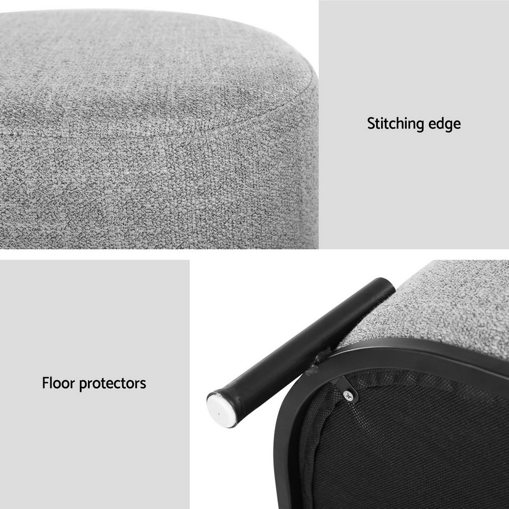 Gladstone Square Ottoman Footstool Linen Grey