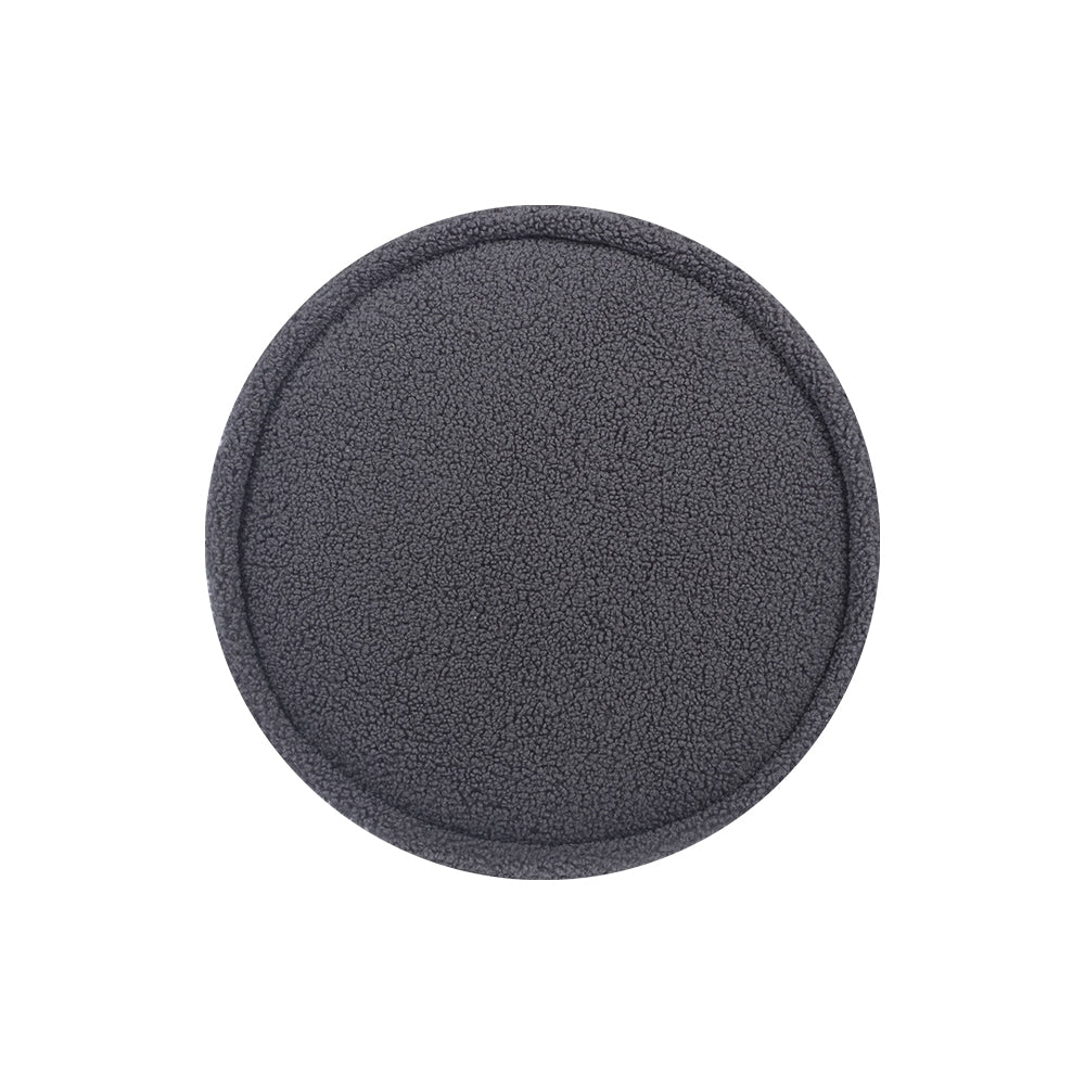 Vera Round Ottoman Footstool Teddy Fabric Charcoal