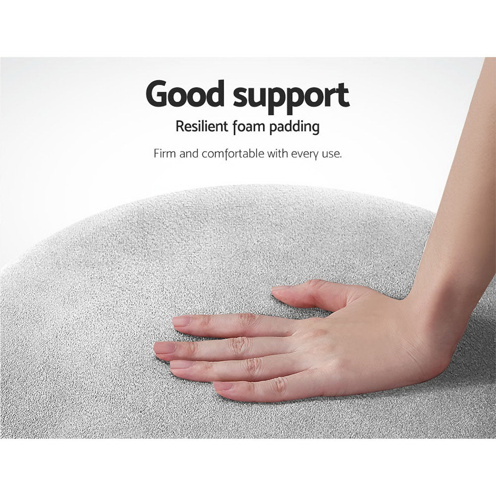 Velvet Round Ottoman Footstool Grey