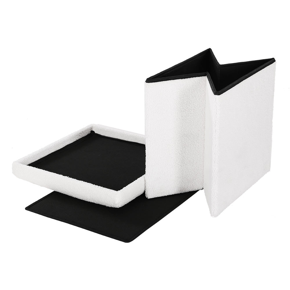 Janeska Square Ottoman Storage Footstool White Boucle