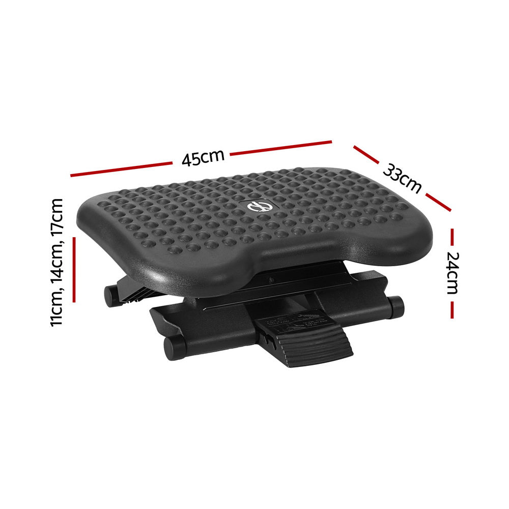 Artiss Adjustable Office Footrest Stool Massage Black