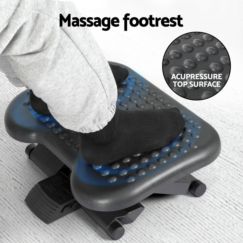 Artiss Adjustable Office Footrest Stool Massage Black