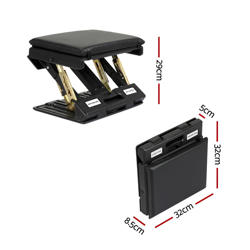 Artiss Adjustable Foot Rest Stool Black Massage Cushion Office